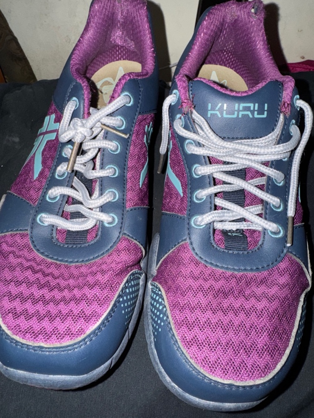 KURU Women's Purple & Navy Athletic Sneakers with Teal Accent Size 8